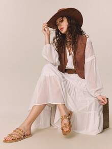 Styleloop Women's Flat One-Strap Sandals, New Summer Fashion Versatile Flat Rivet Shoes, Beach & Vacation Casual Series - Brown - View 6