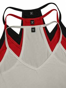EMERY ROSE Plus Size Multicolor Halter Neck Backless Plain Knitted Tank Top Casual Regular Length Top - Multicolor - View 6