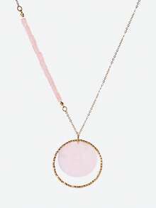 Opalesca 1 Stück sexy rosa Kristall Creolen Anhänger Halskette (natürlicher Steinmuster Zufallsmuster), Outfits, Altes Geld, Perlen, Hochzeit/Braut Accessoires, Fairycore/Fairy, Perle, Blume, Herbst/Winter, für Mutter/Frauen/Mädchen, elegant, Premium - Pink - Übersicht 3