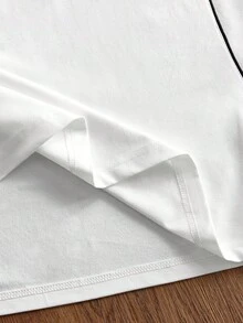 Manfinity Unisex Men's Casual Contrast Trim Letter Print Short Sleeve T-Shirt, Summer - White - View 5
