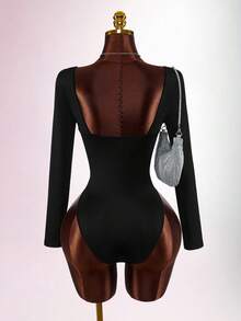 Amplova 2026 New Sheer Sexy Bodysuit - Black - View 2
