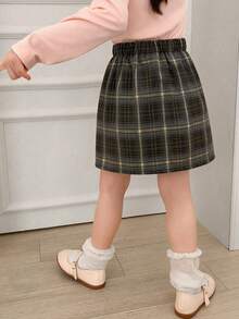 Dazy Kids 女童休闲格子蝴蝶结装饰迷你裙，春夏款 - 彩色 - 查看 2