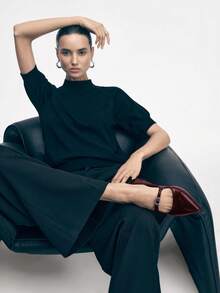 Mnmlis 女士通勤时尚尖头平底鞋 - 酒紅色 - 查看 1