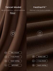 GLOWMODE Tencel™ Modal 4.3英寸 Everymode 柔软丝滑宽松T恤 & FeatherFit™ 轻盈如丝、吸汗速干交叉腰部骑行短裤，适合低强度健身房、骑行、锻炼、跑步、日常运动穿着 - 棕色 - 查看 6