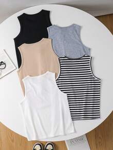 SHEIN 男童休闲宽松圆领背心 - 彩色 - 查看 2