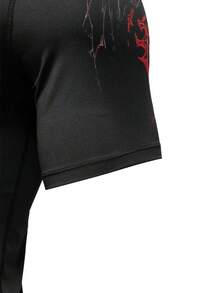 GymBeat Áo thun nam tay ngắn cổ tròn họa tiết Gothic, kiểu dáng thường ngày, đa năng, thích hợp cho hoạt động ngoài trời và thể thao. - màu đen - Xem 3