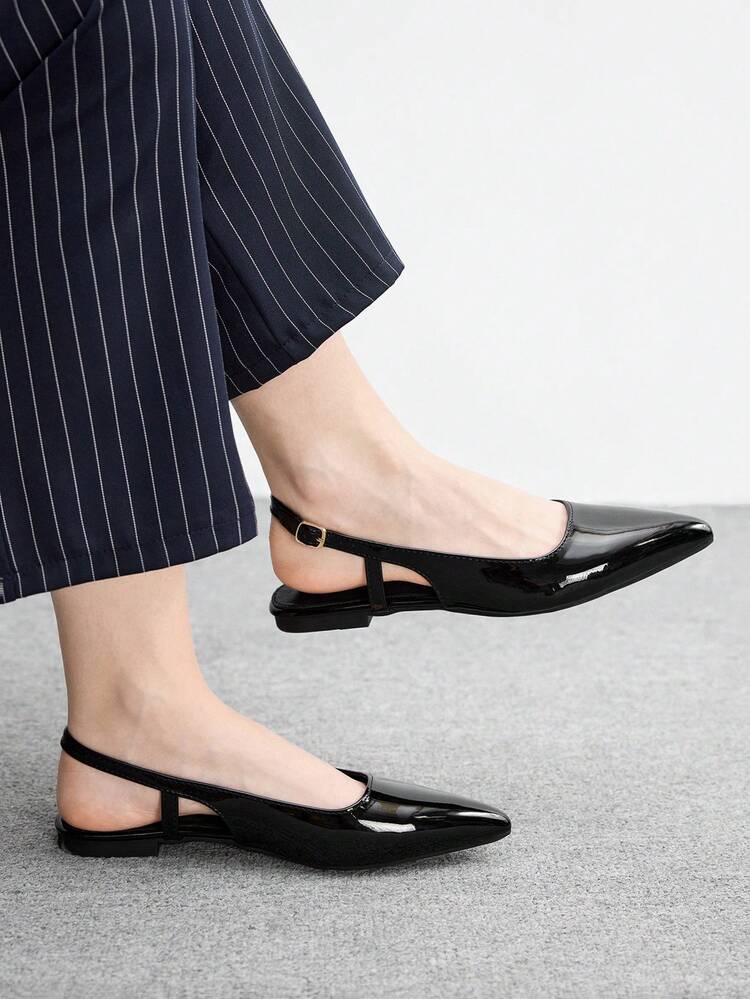 CUCCOO BIZCHIC Women's Pointed Toe Buckle Design Casual Flat Shoes