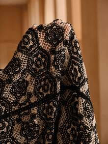 Bonvoyette 女士优雅新款镂空常规钩针沙滩罩衫背心，适合夏季度假 - 黑色 - 查看 8