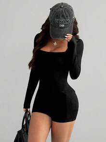 Threaded Body For Yoga With Short Sleeves - Black - View 3