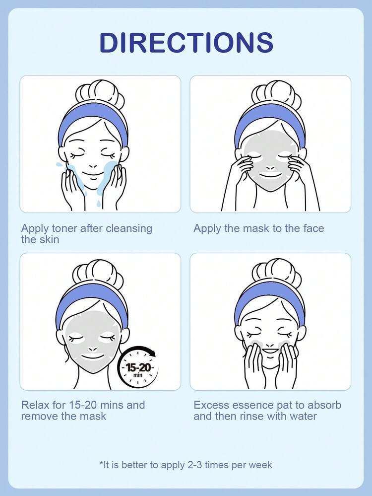 SlowSunday Collagen & Hyaluronic Acid Facial Mask, Korean Collagen Mask, Jelly Collagen Face Mask, Deep Moisturizing, Improve Elasticity, Smooth Skin, K Beauty, For Winter, Skin Care, Y2K, New Year, For Valentine's Day, Valentines Gift, Valentines Day Gift, Ideal For Party - Blue and White - View 6