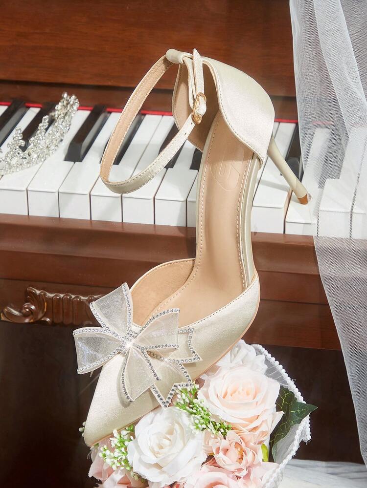 CUCCOO HITCHD Women's Pointed Toe Buckle Design Fashionable High Heels, Versatile For Daily Wear Summer Shoes Wedding Shoes Bride Shoes