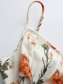 GlowEve Women's Summer New Floral Print Romantic Waist Cinched Vacation Dress - Pale Yellow - View 4