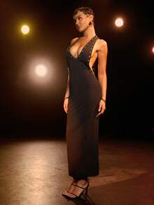 Hauture Women's Sexy Mid-Length Party Dress With Keyhole Decor - Black - View 3