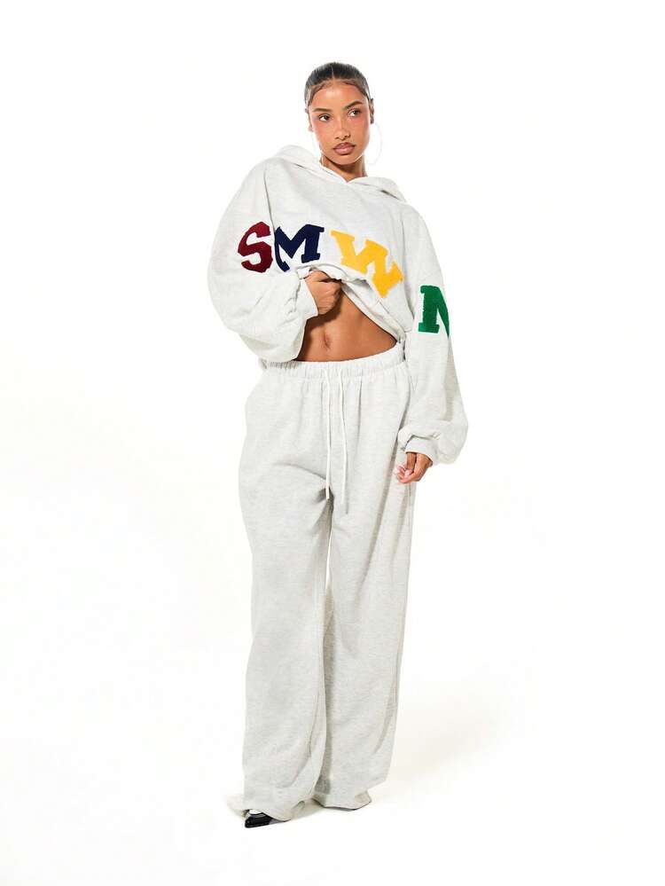 SUMWON WOMEN Colourful Letter Applique Hoodie With Drawstring