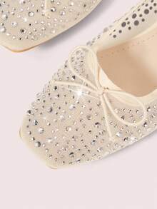 CUCCOO DOLLMOD 女士鞋履 春夏时尚 米色全菱格网纱小蝴蝶结松紧带女士平底鞋 优雅舒适透气可爱甜美玛丽珍平底鞋 - 米白色1 - 查看 5