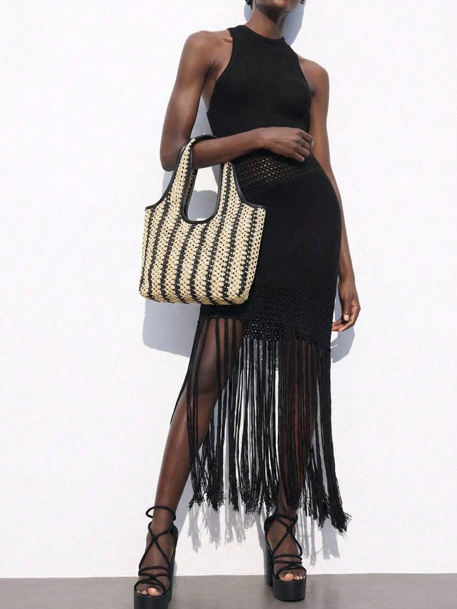 Maija Women's Striped Large Capacity Casual Versatile Shoulder Bag - Multicolor - View 1