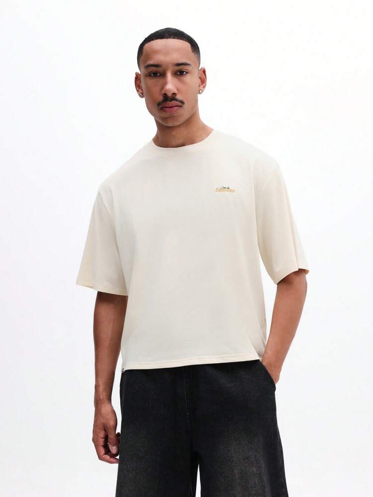 Crew Neck Tee With Back Graphic Print