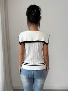 Elenzga Elegant Sleeveless Fitted Women T-Shirt, Spring/Summer - White - View 2