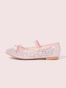 CUCCOO DOLLMOD 女士鞋履 春夏时尚粉色全钻网纱小蝴蝶结松紧带女士平底鞋 优雅舒适透气可爱甜美玛丽珍平底鞋 - 粉色1 - 查看 3