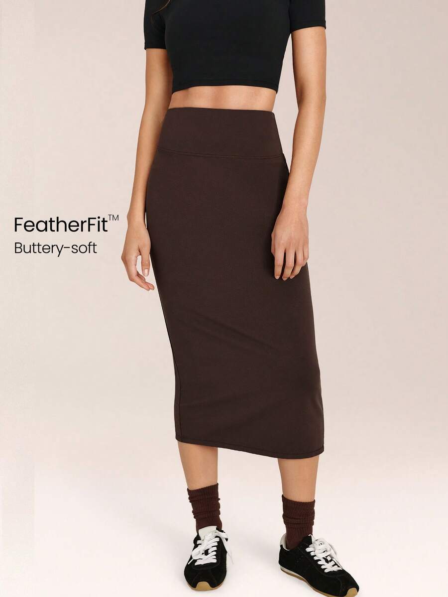 GLOWMODE Metro Moves 吸湿速干 UPF 50+ 塑形收腹长裙，日常休闲街头风 - 棕色 - 查看 1