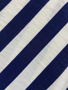 Franclia Women's New Spaghetti Strap Spaghetti Strap Striped Waist Flared Midi Dress - Blue and White - View 4