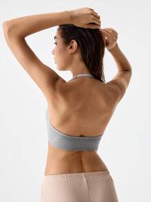 Loungeista 1 Stück Damen Racerback Sport-BH, bequeme Fitness Yoga Activewear für den Sommer - Grau - Übersicht 3