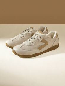 CUCCOO EASI Zapatillas deportivas casuales cómodas con suela plana para mujer - Caqui - Ver 3