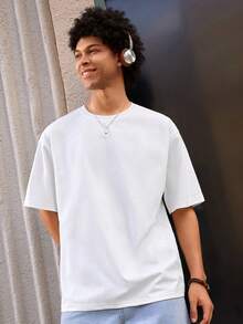 Open Phase ONE WAVE Men's Casual Versatile Simple English Slogan & Car Graphic Short Sleeve T-Shirt - White - View 5