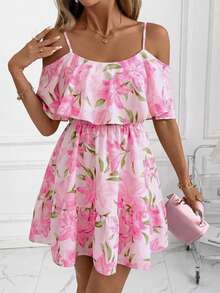 SHEIN Clasi Đầm ngắn in hoa dành cho nữ, thanh lịch cho kỳ nghỉ và tiệc tùng. - Nhiều màu - Xem 3