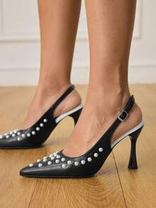 CUCCOO HITCHD Tacones altos de 9 cm con encaje y diseño calado para mujeres, estilo europeo y americano - Negro - Ver 6