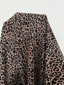 SHEIN EZwear Đầm ngắn dệt kim họa tiết da báo dành cho nữ - Màu nâu  Mocha - Xem 11