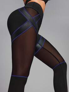 Innovista Women's Mesh Patchwork Leggings, Other Dance Wear - Black - View 3