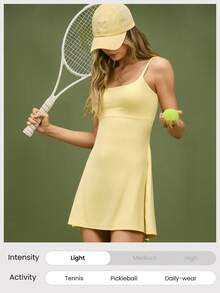 GLOWMODE FeatherFit™-Air 圆领打结迷你连衣裙 速干吸湿排汗 - 黃色 - 查看 3
