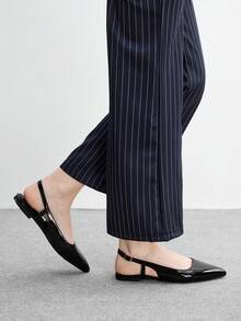 CUCCOO BIZCHIC Women's Pointed Toe Buckle Design Casual Flat Shoes - Black - View 4