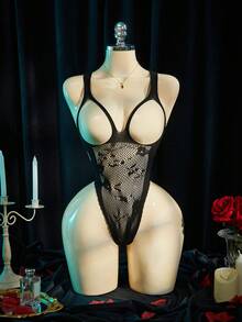 SpicyHot 火辣性感！黑色蕾丝连体裤，细肩带设计，性感撩人，适合私人派对穿着 - 黑色 - 查看 6