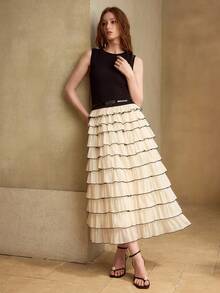 MOTF PREMIUM WOMEN'S FASHION 2 IN 1 RUFFLE HEM DRESS - Apricot - View 6