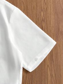 SWAVVY Men's Positioning Digital Print Short Sleeve Shirt, Spring/Summer, Hawaii Shirt, Flower Shirt - White - View 4