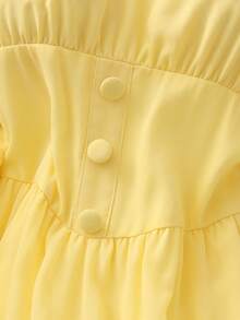 GlowEve Women's Summer New 3D Floral Yellow Strap Vacation Dress - Light Yellow - View 7