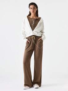 Loungeista 2pcs Set Women Long Sleeve Solid Color Tight Fitting Top And Pants Set, Spring/Autumn/Winterfor Summer - View 11