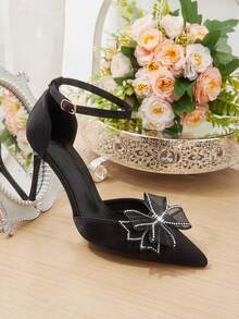 CUCCOO HITCHD Women's Pointed Toe Buckle Design Fashionable High Heels, Versatile For Daily Wear Summer Shoes Wedding Shoes Bride Shoes - Black C - View 6