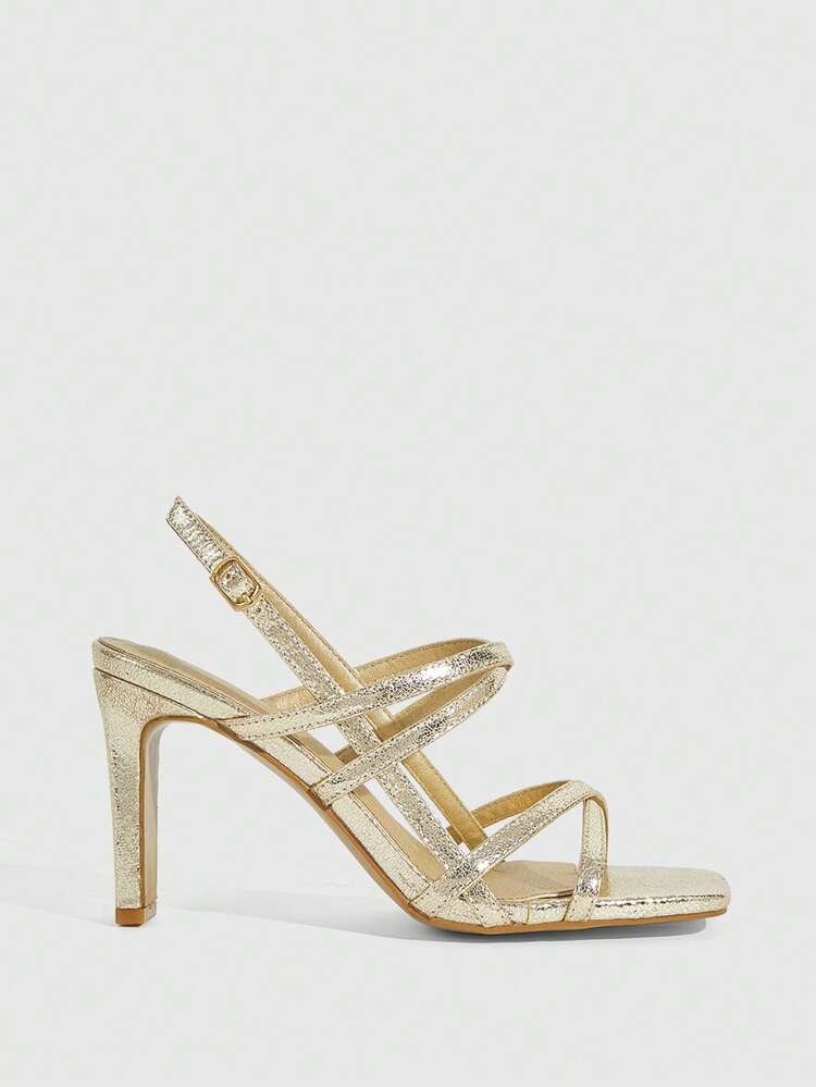 CUCCOO SZL Women's Square Toe Rhinestone Ankle Strap Sandals For Christmas