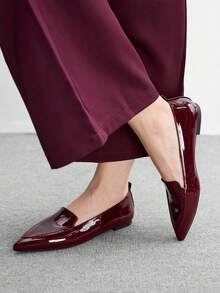 CUCCOO BIZCHIC Zapatos de mujer de punta para uso diario y casual, tipo bailarinas - Burdeos - Ver 1