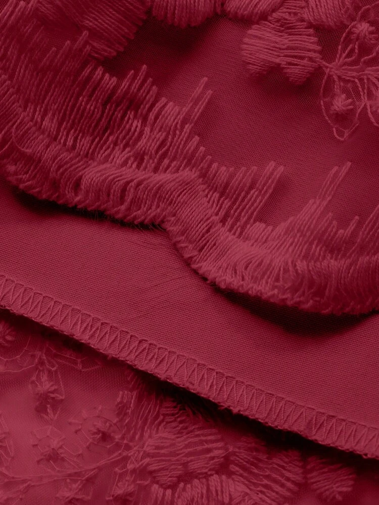 Women's Elegant Lace Collar Belted Mid-Length Dress, Spring/Summer Sundress