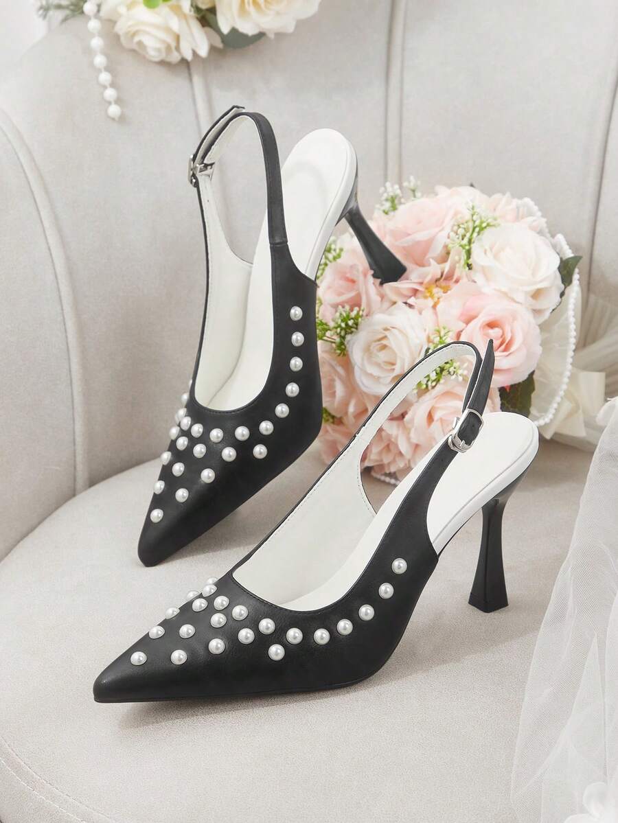 CUCCOO HITCHD Tacones altos de 9 cm con encaje y diseño calado para mujeres, estilo europeo y americano - Negro - Ver 1