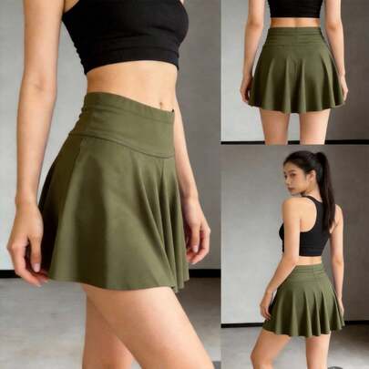 Falda short de licra para mujer, diseño moderno y cómodo, cintura alta elástica, ideal para actividades deportivas, fitness, casual o uso diario, ajuste favorecedor y tejido flexible.