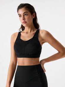 Áo ngực thể thao nữ WINGSLOVE hỗ trợ tối đa, không gọng, không đệm mút, che phủ toàn diện, cỡ lớn, dây đeo rộng và lưng chữ U, thoáng khí, thích hợp cho chạy bộ, tập gym và các hoạt động thể thao khác. - màu đen - Xem 4