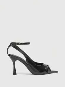 CUCCOO SZL 女士法式尖头交叉绑带平底凉鞋，百搭 - 黑色 - 查看 2