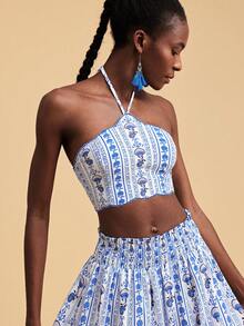 Travachic Women's Vacation Beach Floral Print Cropped Backless Halter Top - Multicolor - View 4