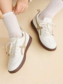 CUCCOO EASI Giày thể thao nữ thoải mái, phối màu tương phản, thích hợp mang hàng ngày, dịp Giáng sinh. - kaki 1 - Xem 9