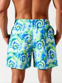 Surfspeed Quần short đi biển nam in họa tiết nhuộm tie-dye, cạp chun có dây rút và túi hai bên. - màu xanh lá - Xem 2